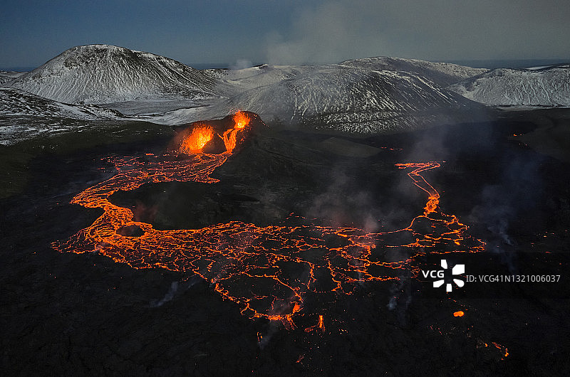 火山喷发的景色图片素材