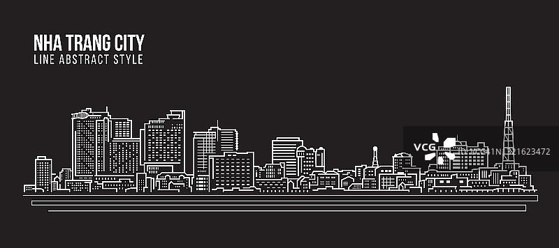 城市景观建筑线条艺术矢量插图设计- Nha_Trang_city图片素材