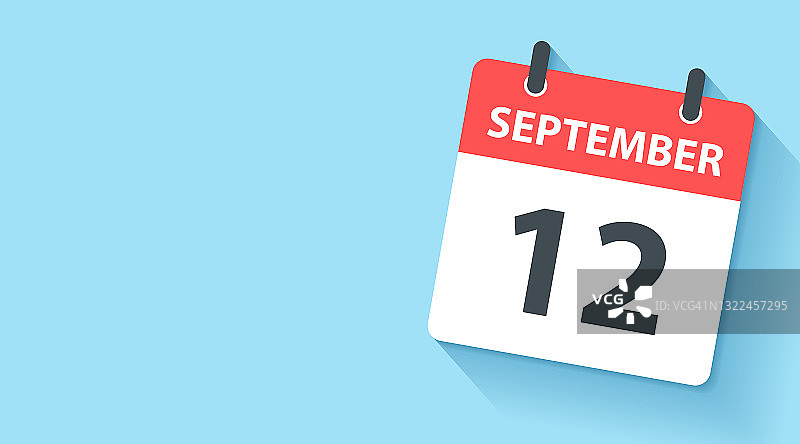 9月12日-每日日历图标在平面设计风格图片素材