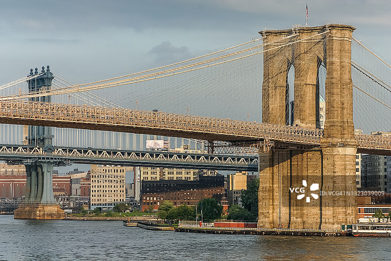 纽约市的布鲁克林大桥图片素材
