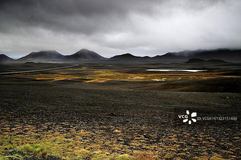 环城公路，N1，火山景观，熔岩，Moedrudalur，高地，冰岛中部图片素材