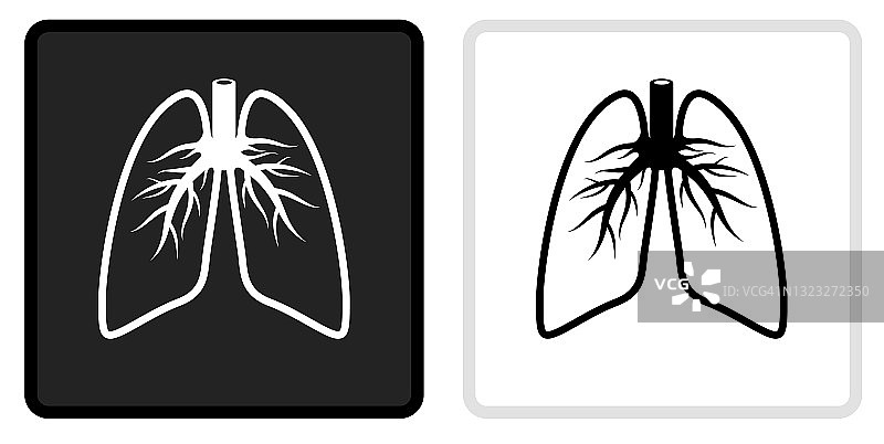 肺图标上的黑色按钮与白色翻转图片素材