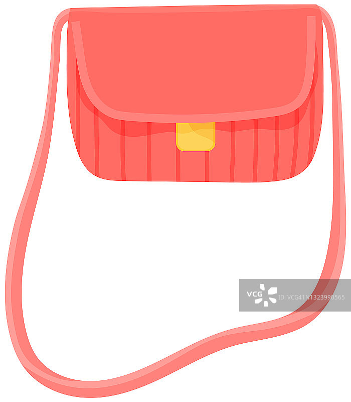 女式迷你手提包，手提袋，长提手钱包。粉红色的颜色。矢量图像孤立在白色图片素材