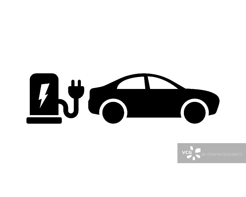 电动汽车电荷矢量图标。电动加油。生态交通符号孤立。矢量插图EPS 10图片素材