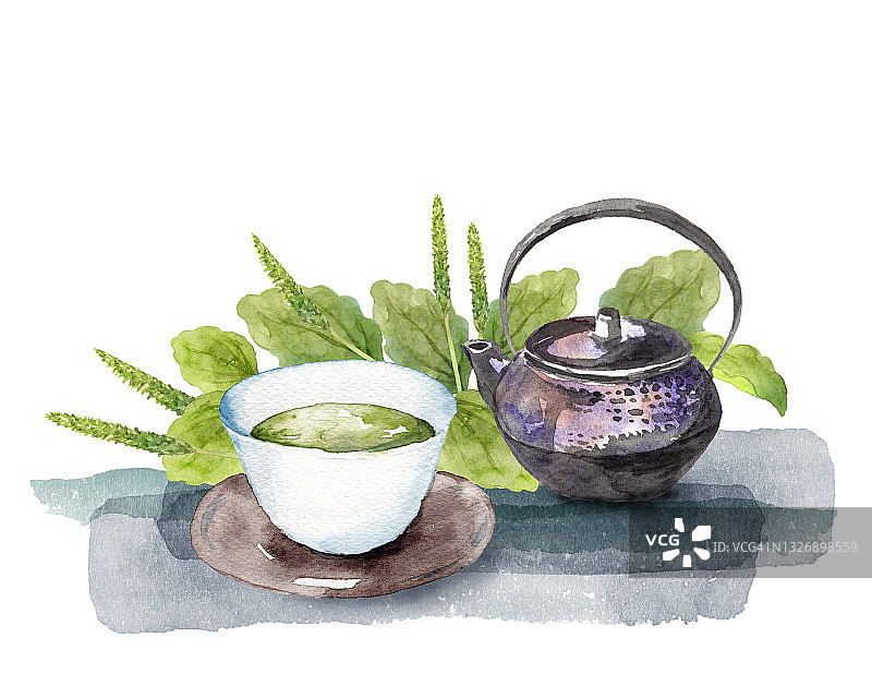 日本草药茶图片素材