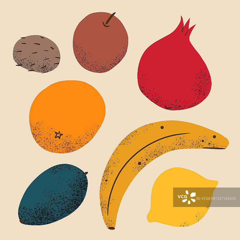 有趣的纹理水果的插图图片素材