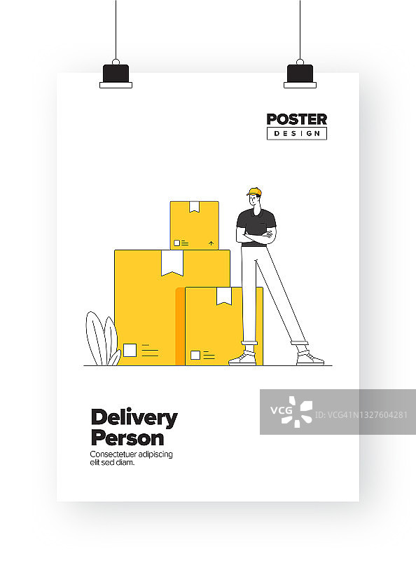 为海报，封面和横幅，广告和营销材料送货人的概念图片素材