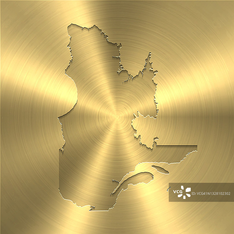 魁北克地图上的黄金背景-圆形拉丝金属纹理图片素材