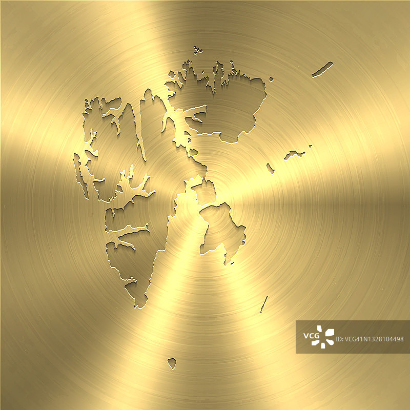 斯瓦尔巴特群岛地图上的金色背景-圆形拉丝金属纹理图片素材
