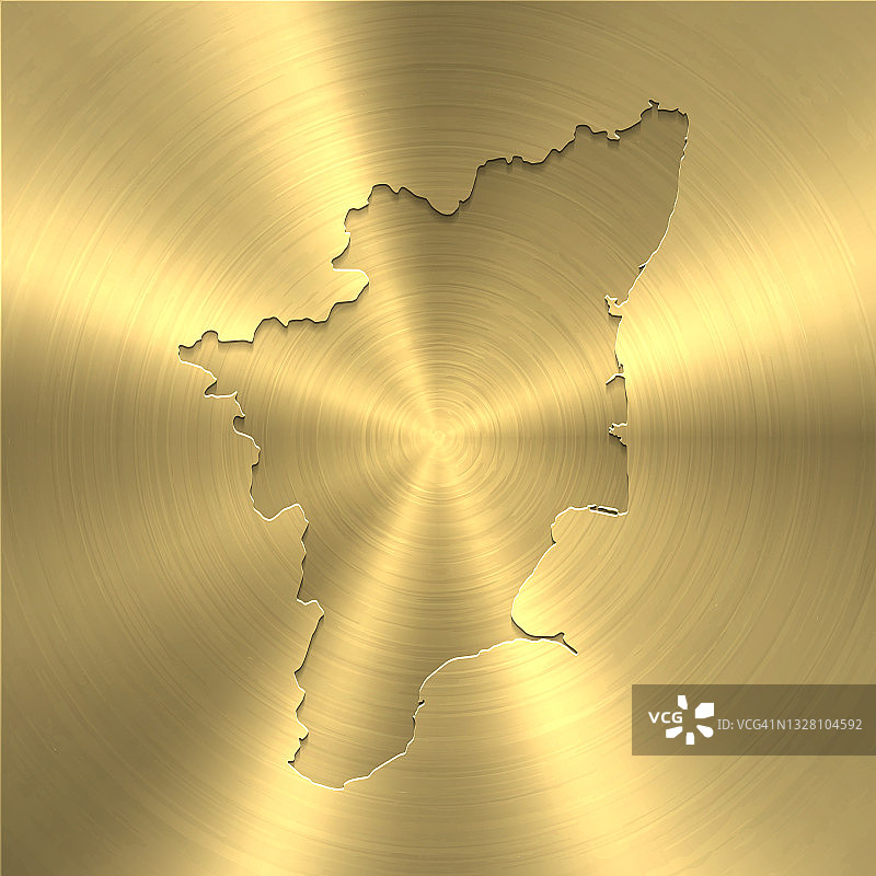 泰米尔纳德邦地图上的金色背景-圆形拉丝金属纹理图片素材