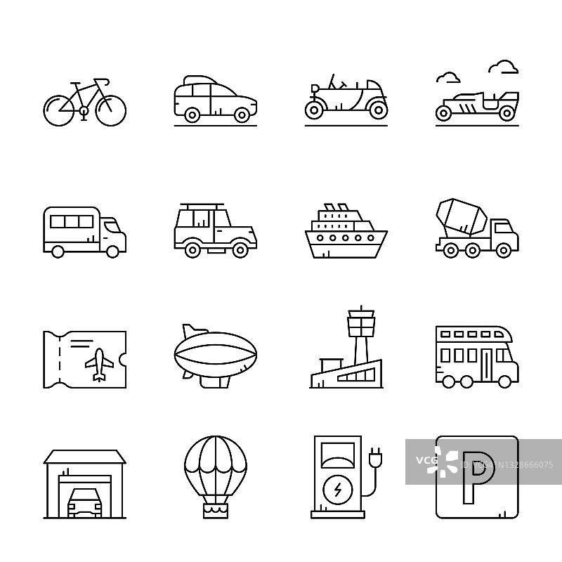 交通和车辆线条图标图片素材