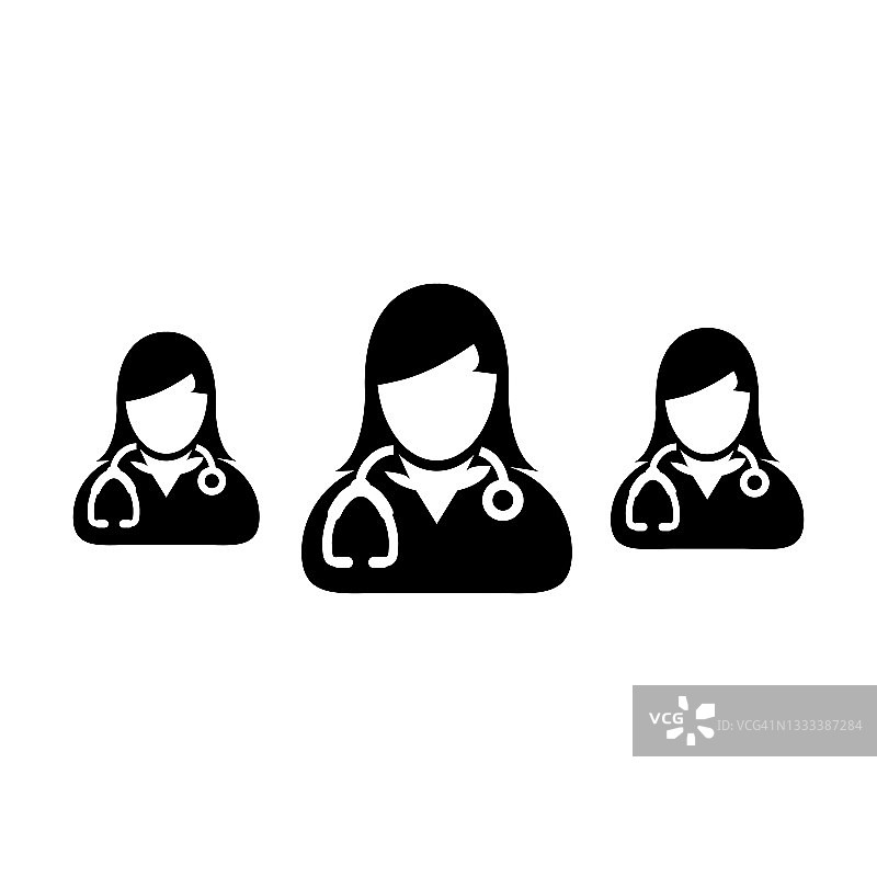 医生图标向量组的女医生个人简介头像，用于医疗和健康咨询的象形文字图片素材