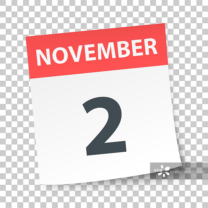 11月2日-每日日历在空白背景图片素材