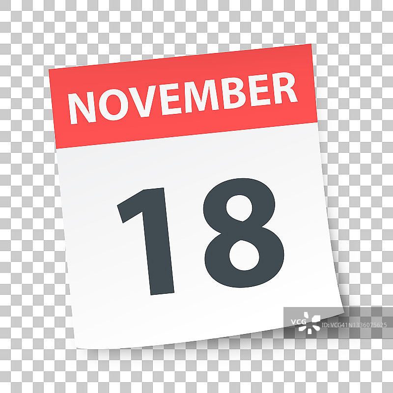11月18日-每日日历在空白背景图片素材