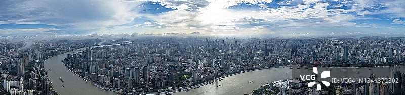 阳光明媚的上海西(浦西)全景图图片素材