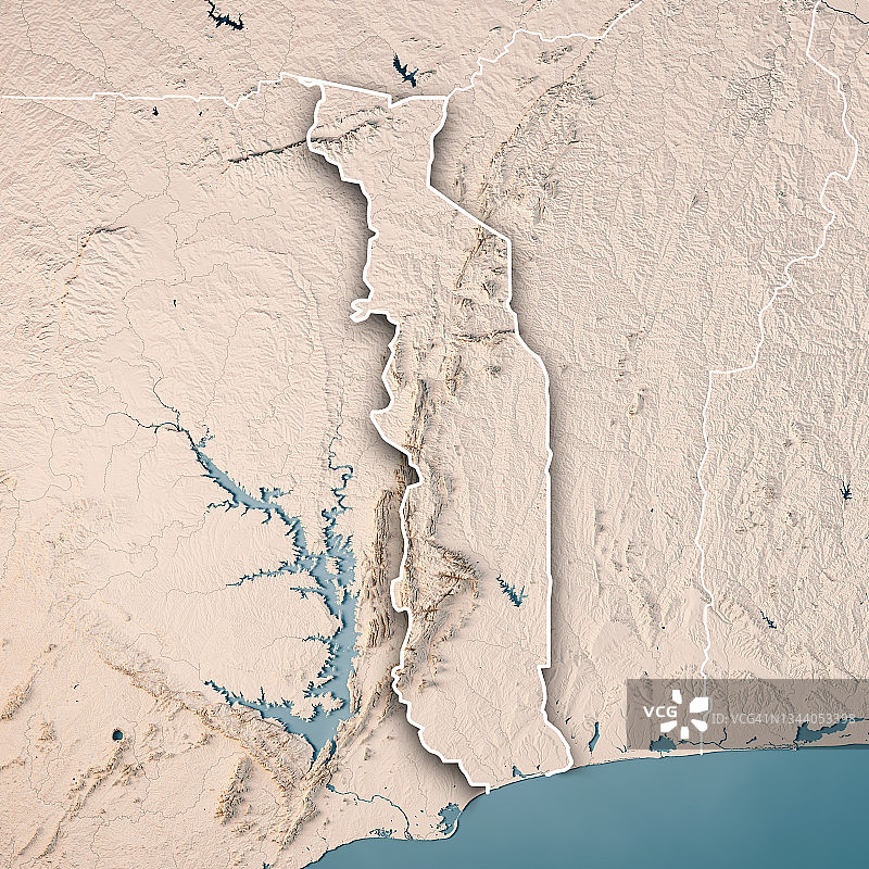 多哥3D渲染地形图中立边界图片素材