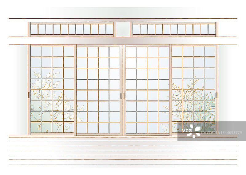 矢量插图的日式房间。图片素材