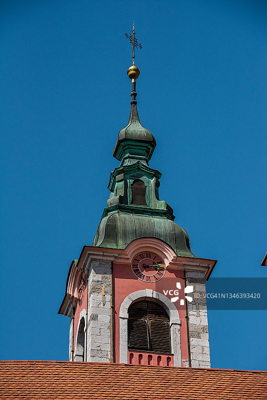 卢布尔雅那大教堂的钟楼图片素材