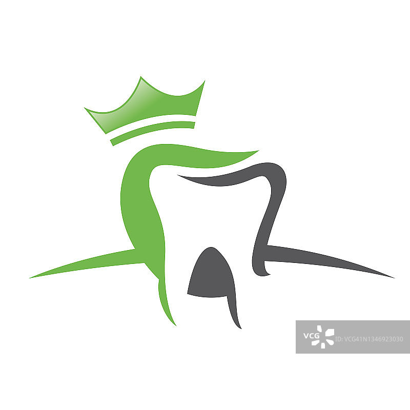 牙齿与冠插图标志模板设计为牙科或牙医。图片素材