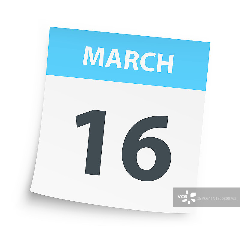 3月16日-每日日历在白色背景图片素材