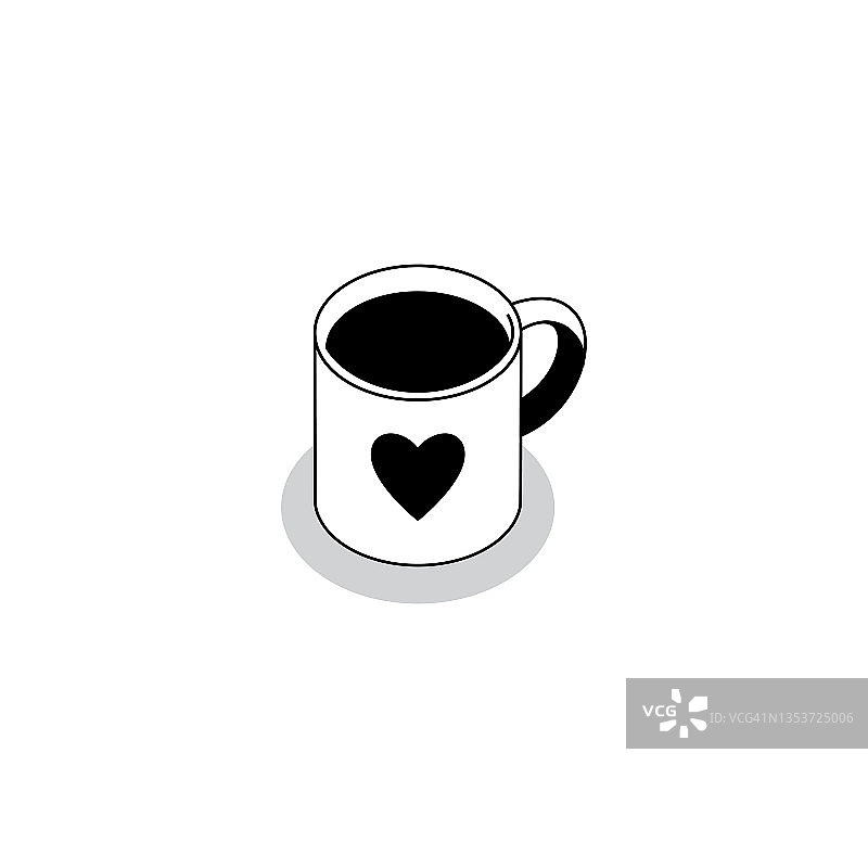 热咖啡杯图标在白色背景图片素材