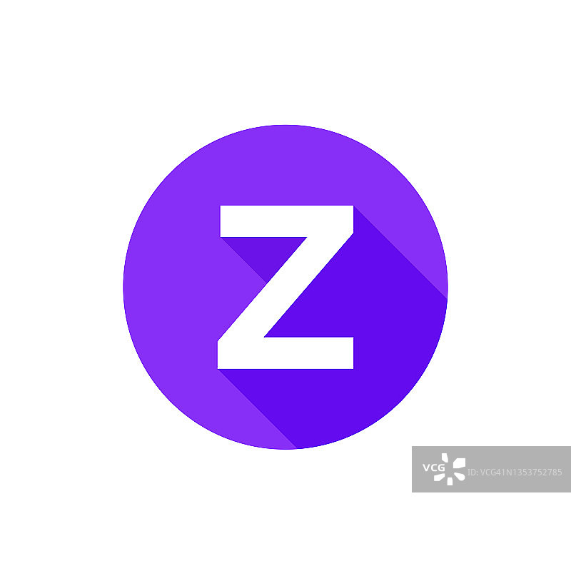 字母，文字符号平面图标Z字母与长阴影符号模板图片素材