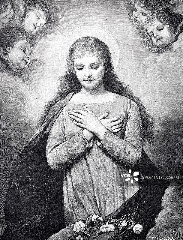 圣母玛利亚双臂交叉在胸前图片素材