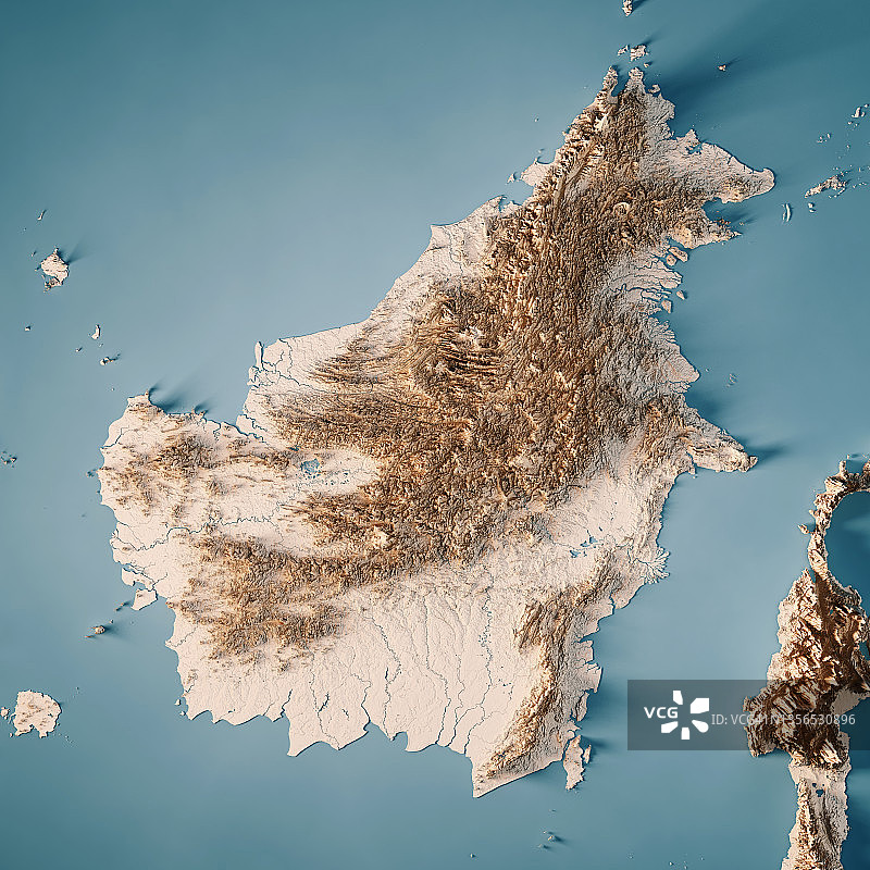 婆罗洲3D渲染地形图中立图片素材