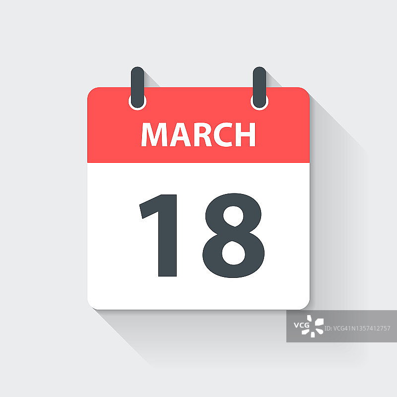 3月18日-每日日历图标在平设计风格图片素材