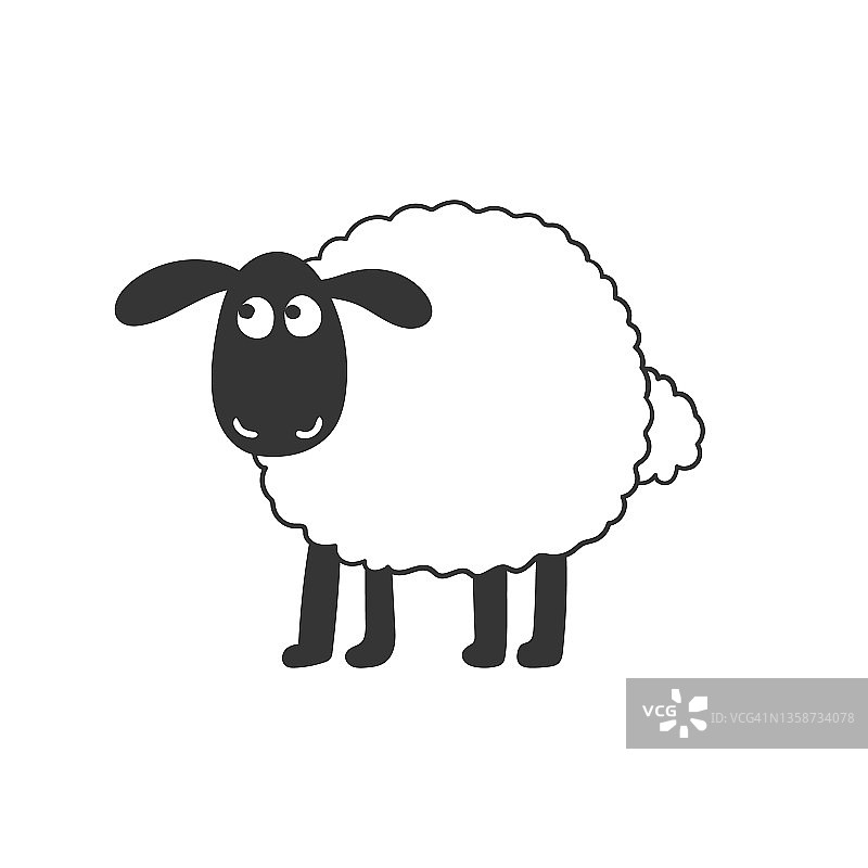 羊肉。可爱的小羊。设计用草图。矢量图图片素材