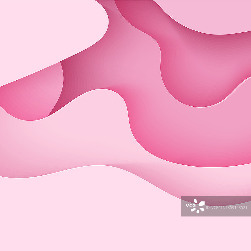 剪纸背景与波浪和洞。粉色3d抽象背景与平滑的波浪层。女性乳腺癌概念。方形海报模板在玫瑰色。女性矢量卡插图图片素材