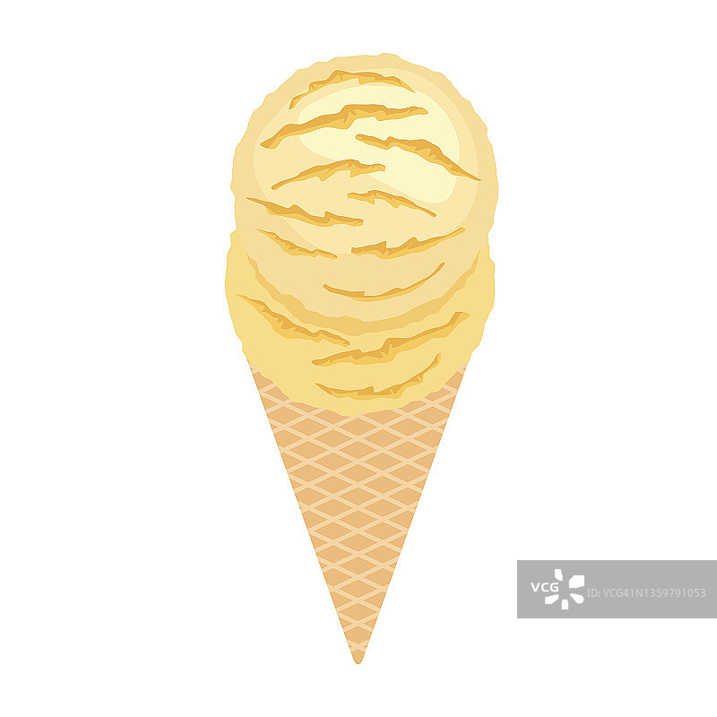一个美味的香草冰淇淋勺图标向量图片素材