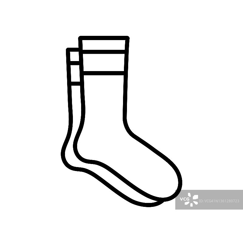 袜子线图标，矢量标志孤立在白色背景上图片素材