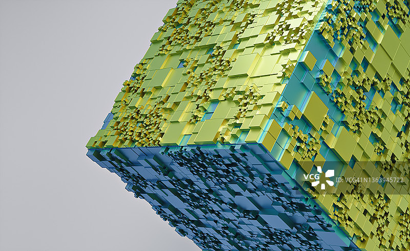 抽象的三维几何形状立方体块图片素材