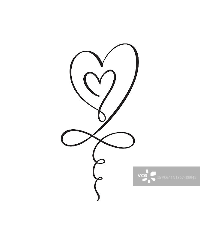 两颗心与标志无限爱永远矢量标志。象征着浪漫的连系、激情和婚礼。t恤，卡片，海报的模板。设计平面元素的情人节插图图片素材