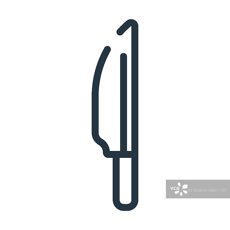 大刀细线图标。刀，刀刃的线性图标来自小酒馆和餐厅概念孤立的轮廓标志。矢量插图符号元素的网页设计和应用程序。图片素材