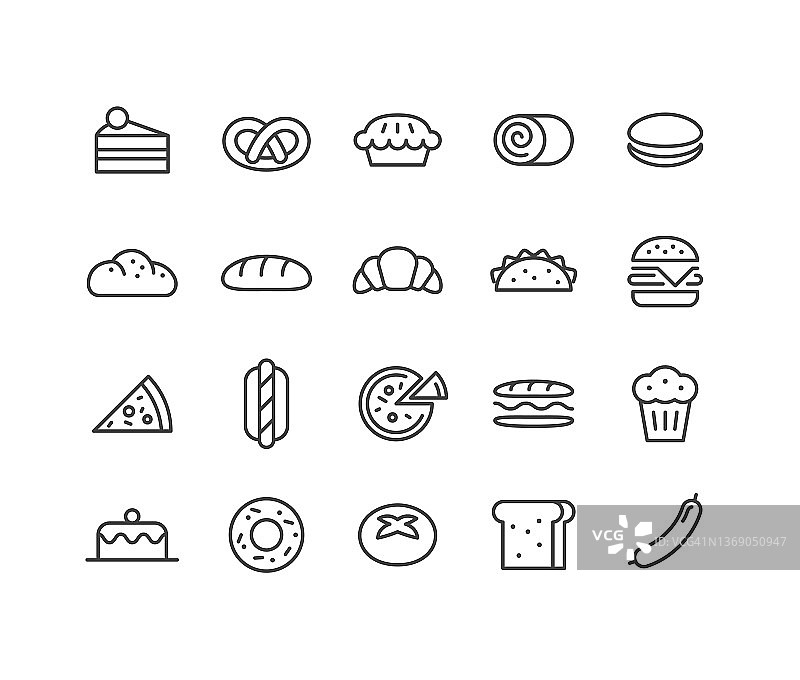 面包和蛋糕图标-经典线系列图片素材