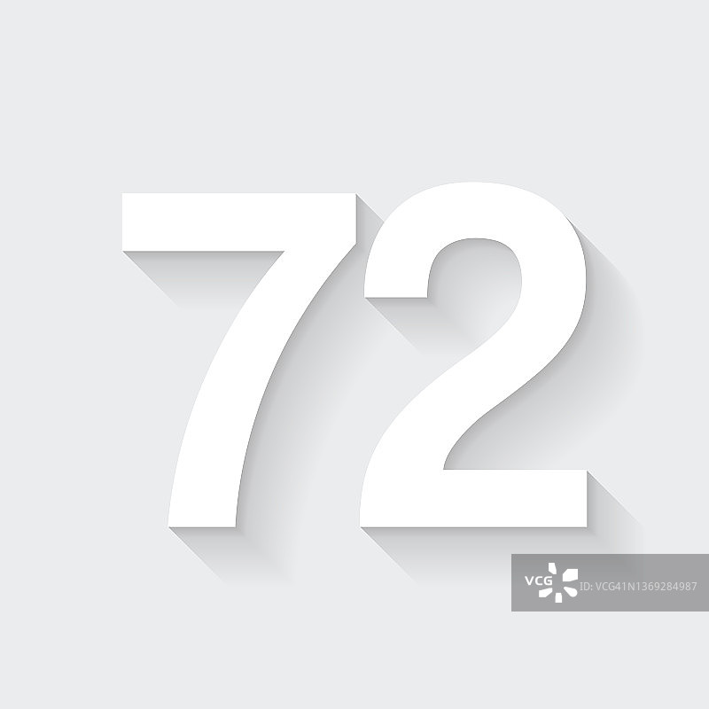 72 - 72号。图标与空白背景上的长阴影-平面设计图片素材