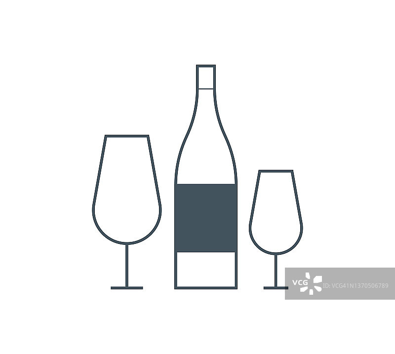 酒瓶和酒杯的概念设计图片素材