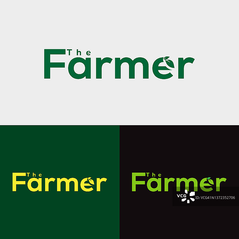 绿色农民标志矢量，农场徽章标志模板。图片素材