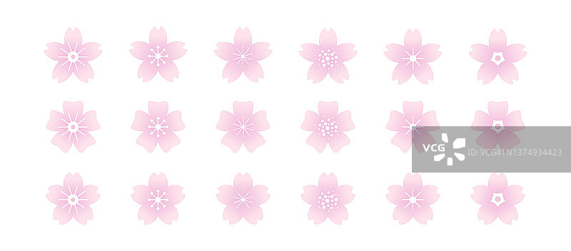 日本樱花樱花图标集。向量。图片素材