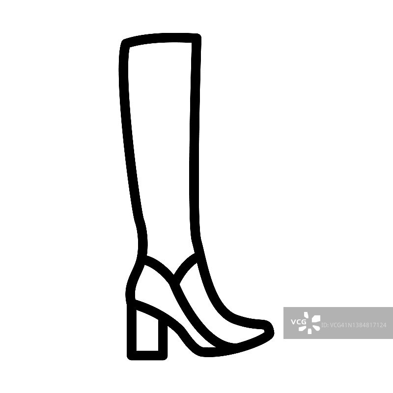 从时装收集的女人靴子图标。瘦线性的女人靴子，女人，靴子轮廓图标孤立在白色背景。线向量女性靴子标志，网络和移动符号。图片素材