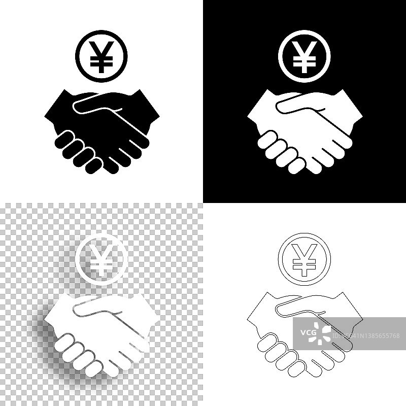 日元的协议。图标设计。空白，白色和黑色背景-线图标图片素材