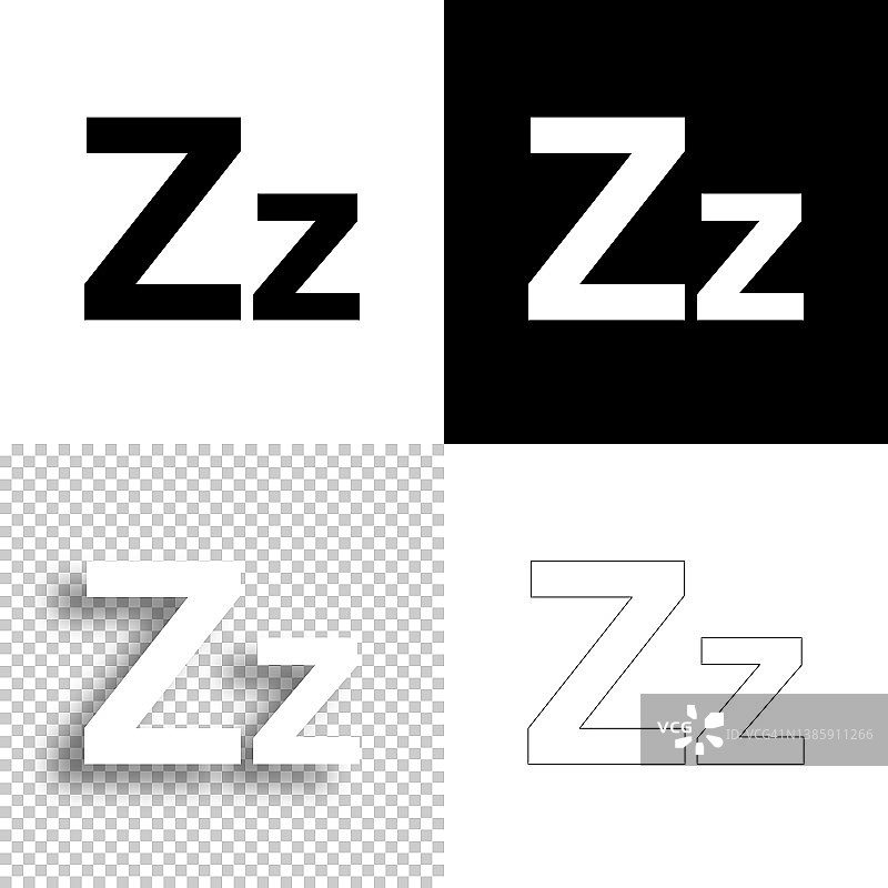 字母Z -大写和小写。图标设计。空白，白色和黑色背景-线图标图片素材