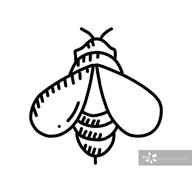 蜜蜂手绘制图标，涂鸦风格矢量插图图片素材