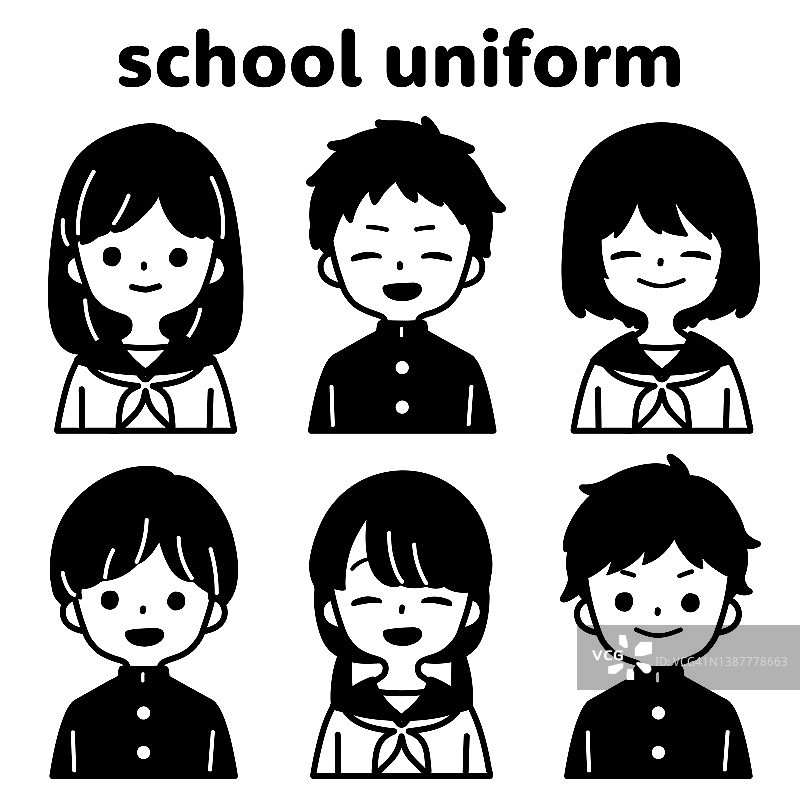 穿着校服的孩子的插图图片素材