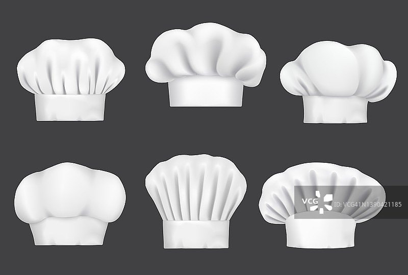 逼真的厨师帽，厨师帽和面包师帽图片素材