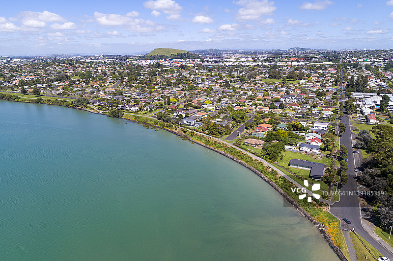 新西兰奥克兰郊区的鸟瞰图图片素材