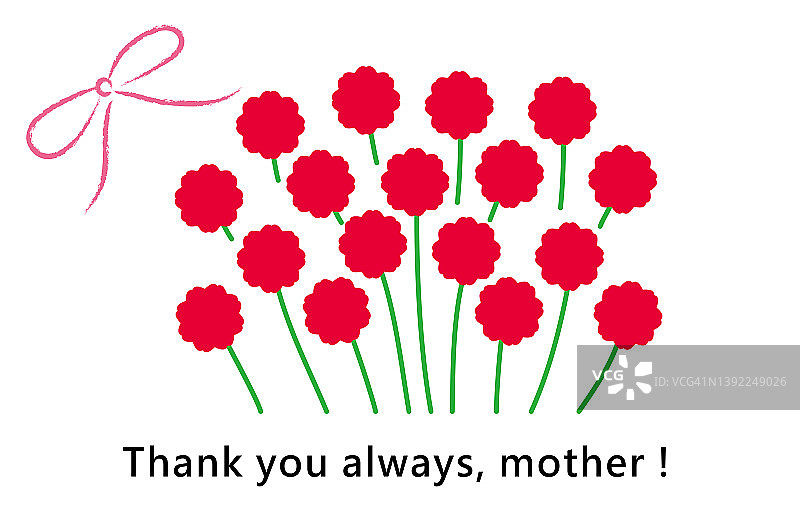康乃馨花束和祝福，母亲节快乐图片素材