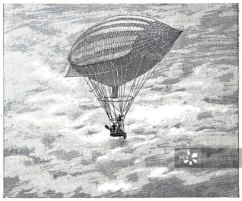 Tissandier兄弟的电动飞艇，1883年10月8日图片素材